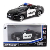1:36 Diecast 2015 Mustang Police Car Metal Car Model Toy Pull Back Door Open Toy