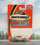 Matchbox Hero City diecast car on card, silver speedster with number 6