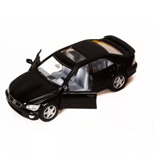 Lexus IS300 1/36 diecast toy car, black with open doors and clear windows