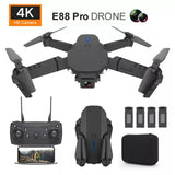 4k HD RC Drone Dual Camera WiFi FPV Wide Angle Foldable Quadcopter+4 Batteries Drone