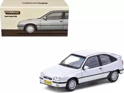 Silver Opel Kadett GSi 1/64 diecast model car, front 3/4 view
