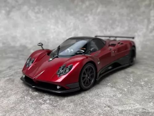Red Pagani Zonda F sports car diecast model, front three-quarter view