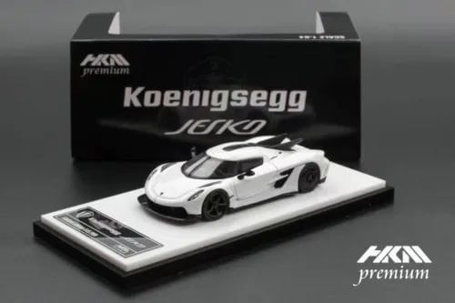 White metal diecast supercar model on display base