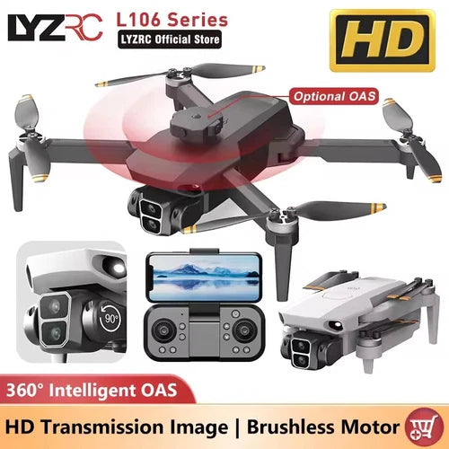 Gray quadcopter drone with dual HD cameras and front propeller guards