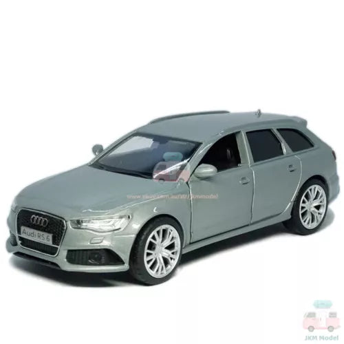 Grey Audi RS6 Avant 1:36 diecast model car with alloy wheels, 4-door wagon