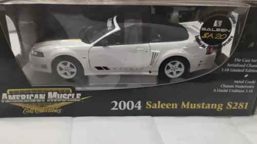 White 2004 Saleen Mustang S281 convertible diecast car model, 1:18 scale