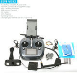 Drone remote controller with built-in screen, dual joysticks, and fold-out antenna