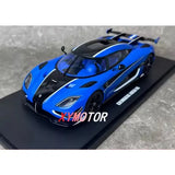 1:18 resin diecast model car, blue and black sports coupe with black roof