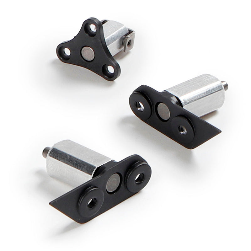 Drone arm axis shaft set with black mounting brackets and metal cylindrical pins
