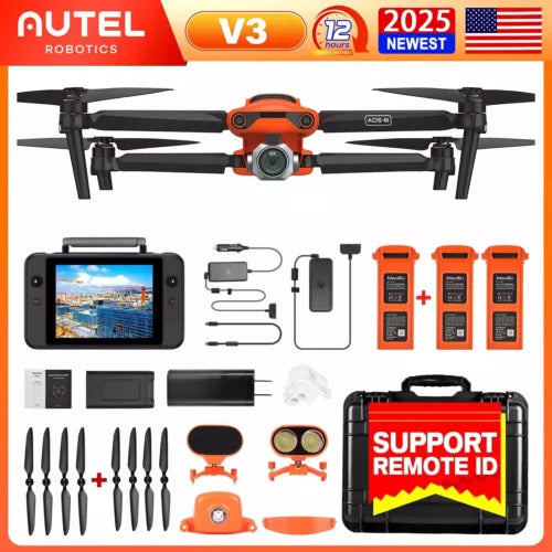 Autel dual-camera drone bundle with controller screen and Remote ID support case, accessories