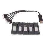 5-in-1 drone battery charger with five charging slots and USB cable