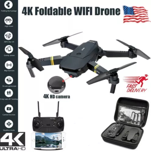 Foldable WiFi quadcopter drone with 4K camera, remote controller and carrying case