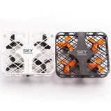 Mini mesh RC quadcopter drone frame, white and black with orange prop guards