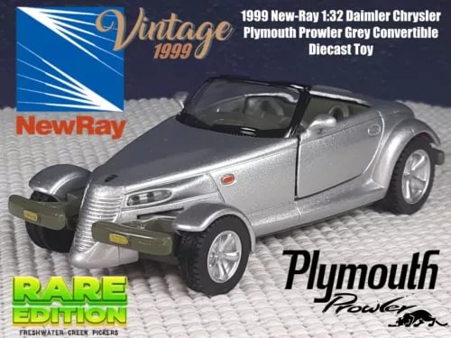 Silver 1999 Plymouth Prowler convertible diecast toy car, front three-quarter view