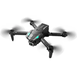 Foldable mini quadcopter drone with camera, four rotors, black