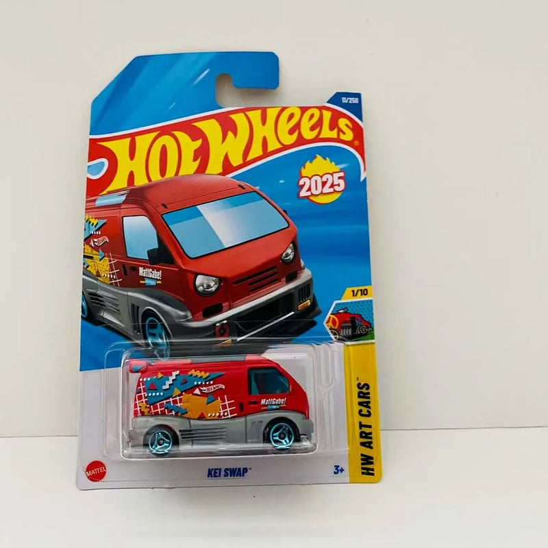 Hot Wheels KEI Swap diecast van in red and gray, in blister package
