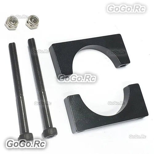 Carbon fiber arm pipe clamp set with threaded rods and nuts, black brackets