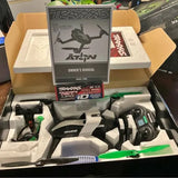 RC drone kit with Traxxas Atxn drone, green propellers and controller, in retail box