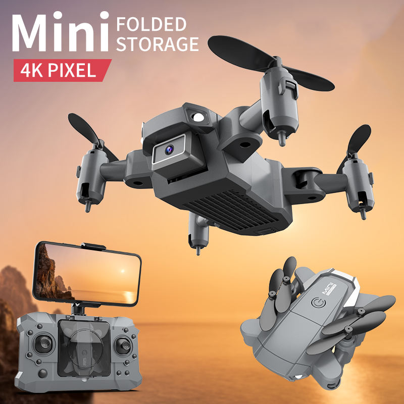 Mini quadcopter drone with foldable arms and 4K camera, with controller and screen