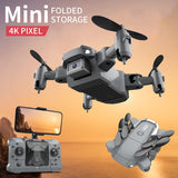 Mini quadcopter drone with foldable arms and 4K camera, with controller and screen