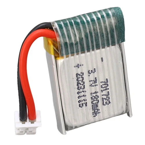 LiPo drone battery pack with 3.7V cells, red/black wires, 2-pin connector