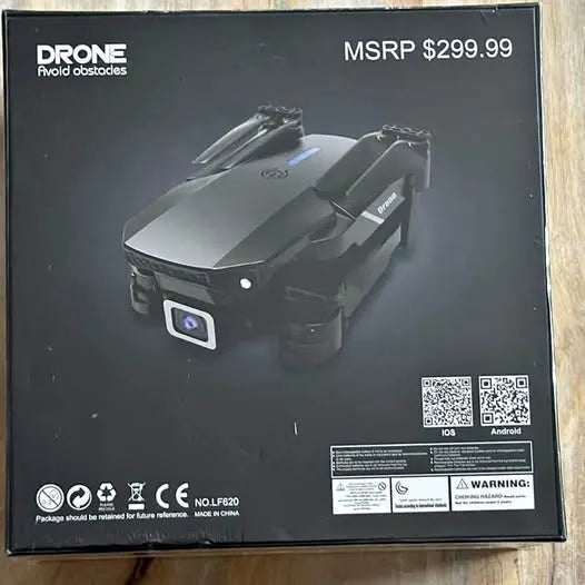 Drone retail box with pictured gray quadcopter