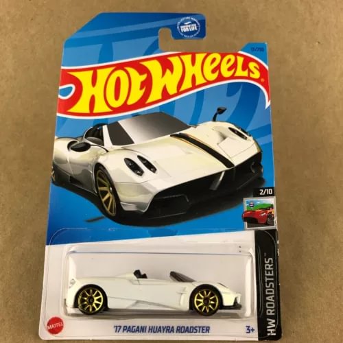 White Hot Wheels diecast Pagani Huayra Roadster 1:64 in blister pack