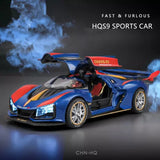 HONGQI S9 diecast sport model car, blue with raised doors and rear spoiler