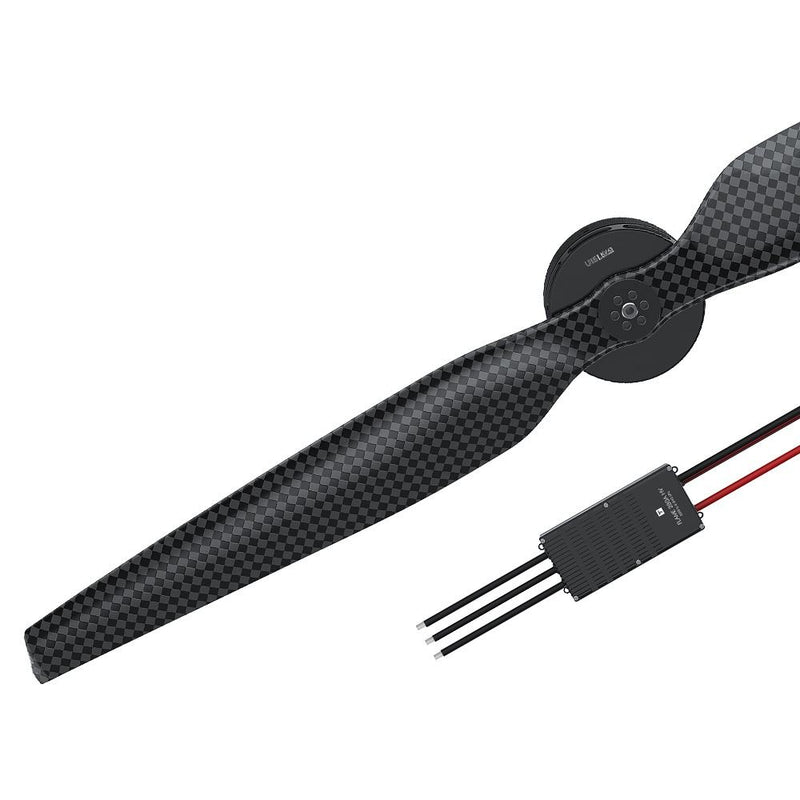 Carbon fiber UAV motor propeller with electronic controller and three-pin leads
