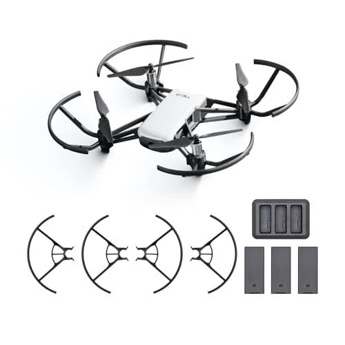 Mini drone with 5MP camera, three spare batteries, and four propellers