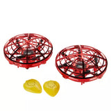 Two red orbital UFO drones with yellow hand controls, 2-pack set