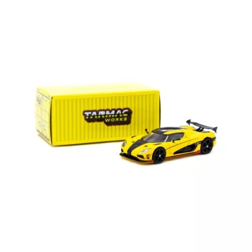 Yellow KOENIGSEGG Agera RS diecast model car with stripe, with yellow shipping box