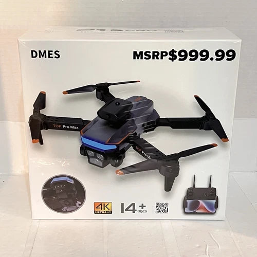 DMES quadcopter drone in retail box with 4K and controller