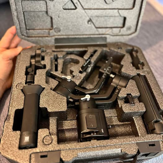DJI Ronin drone gimbal kit in hard case, black handle and stabilizer arms