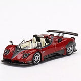 Mini GT 1:64 diecast Pagani Zonda HP Barchetta model car, red with white accents