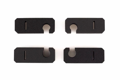 Black drone prop holder set with folding tabs and circular cutouts, 4 pieces