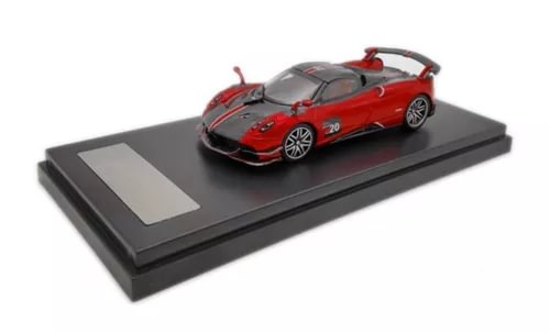Red Pagani Huayra BC Roadster diecast model on black display base