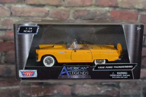 Yellow 1956 Ford Thunderbird 1:24 scale diecast car in retail box