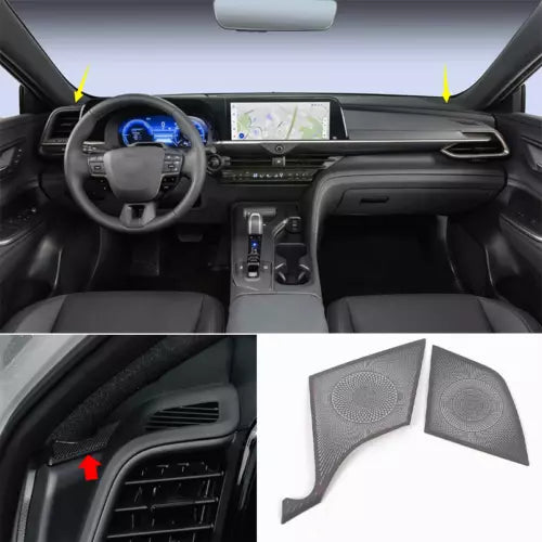 Diecast toy car interior with steering wheel, dashboard display, and front seats