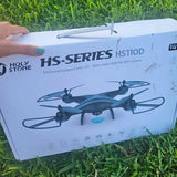 HS-Series HS110D drone box with quadcopter illustration and WiFi camera label