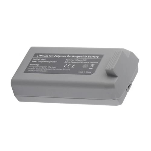 Lithium-ion rechargeable drone battery, gray casing, printed label, 2400mAh