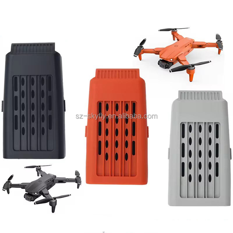 Drone spare battery cases, vented with ports, dark gray, orange and light gray