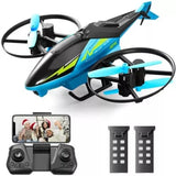 Quadcopter drone with remote controller, phone mount, and spare batteries