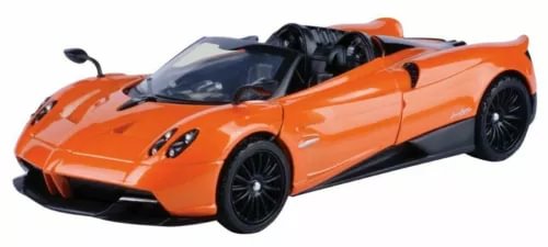 Orange 1:24 roadster diecast car with black wheels and open-top cabin