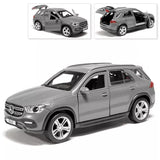 Matte grey diecast GLE SUV model car with chrome grille and alloy wheels