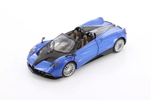 Blue 1/24 roadster diecast car with open top and silver wheels