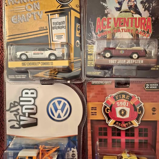 Diecast car toy set in blister packaging with Volkswagen logo and rescue badge