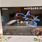 Blue Falcon drone toy in retail box with cockpit detail