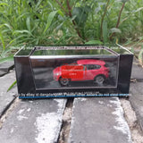 Red off-road SUV diecast model toy in clear display box