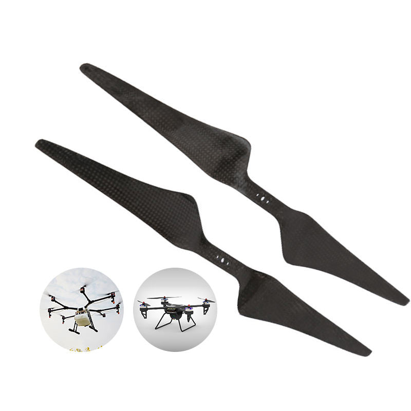 Pair carbon fiber helicopter main rotor blades, dark textured finish